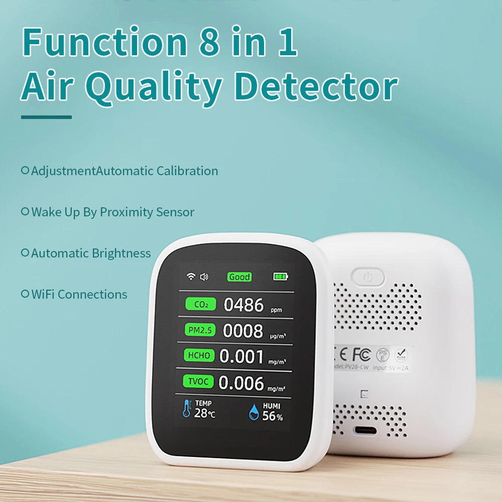 Portable WIFI Air Quality Tester with APP Control PM2.5 CO2 Temperature Humidity Meter