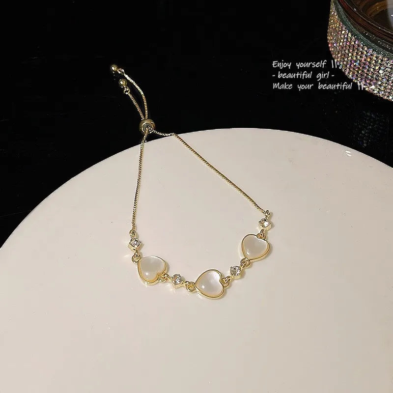 2025 Women’s Shiny Pink Zircon Butterfly Cherry Blossom Chain Bracelet Y2K Gift