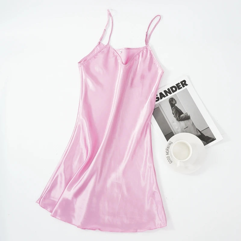 CowLost | sexy-pajamas-womens-faux-silk-suspender-nightdress |15