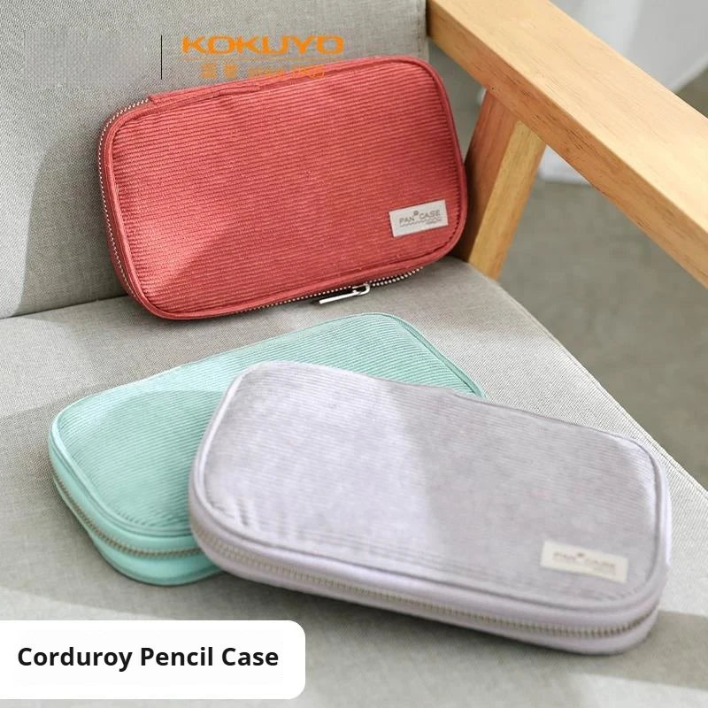 CowLost | product_id-japanese-kokuyo-corduroy-pencil-case-durable-pen-bag-for-school-office-supplies |1