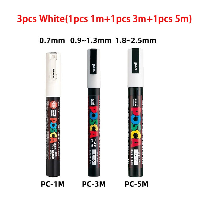 CowLost | product_id-uni-posca-white-permanent-water-based-markers-pc-1m-3m-5m-8k-17k-for-posters-graffiti |9