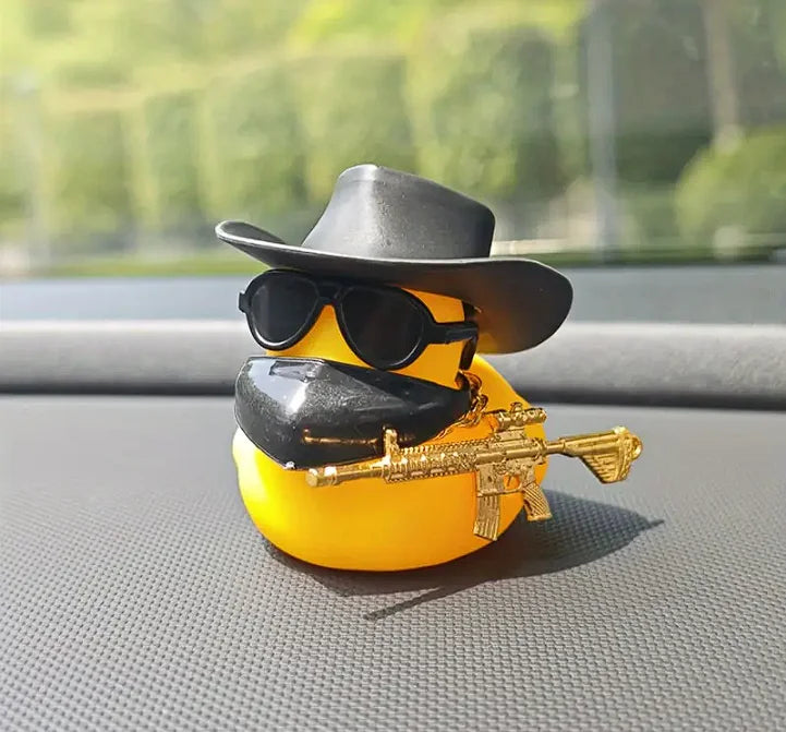 CowLost | product_id-cowboy-duck-with-guns-car-dashboard-decoration-rubber-duck-ornament-with-mini-swim-ring-sun-hat-and-sunglasses |13