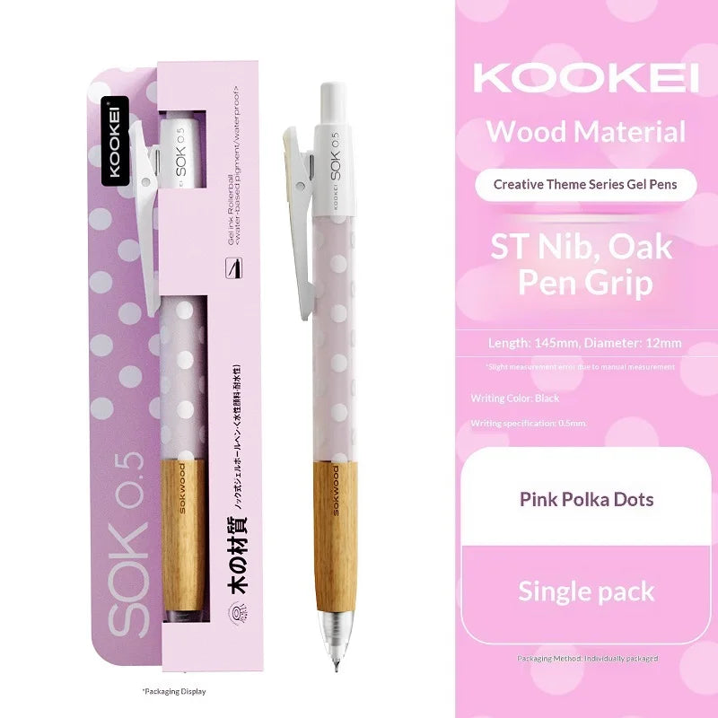 CowLost | product_id-kookei-gel-pen-with-oak-wood-handle-smooth-0-5mm-st-nib-fast-dry-ink-polka-dot-design-for-students-professionals |24