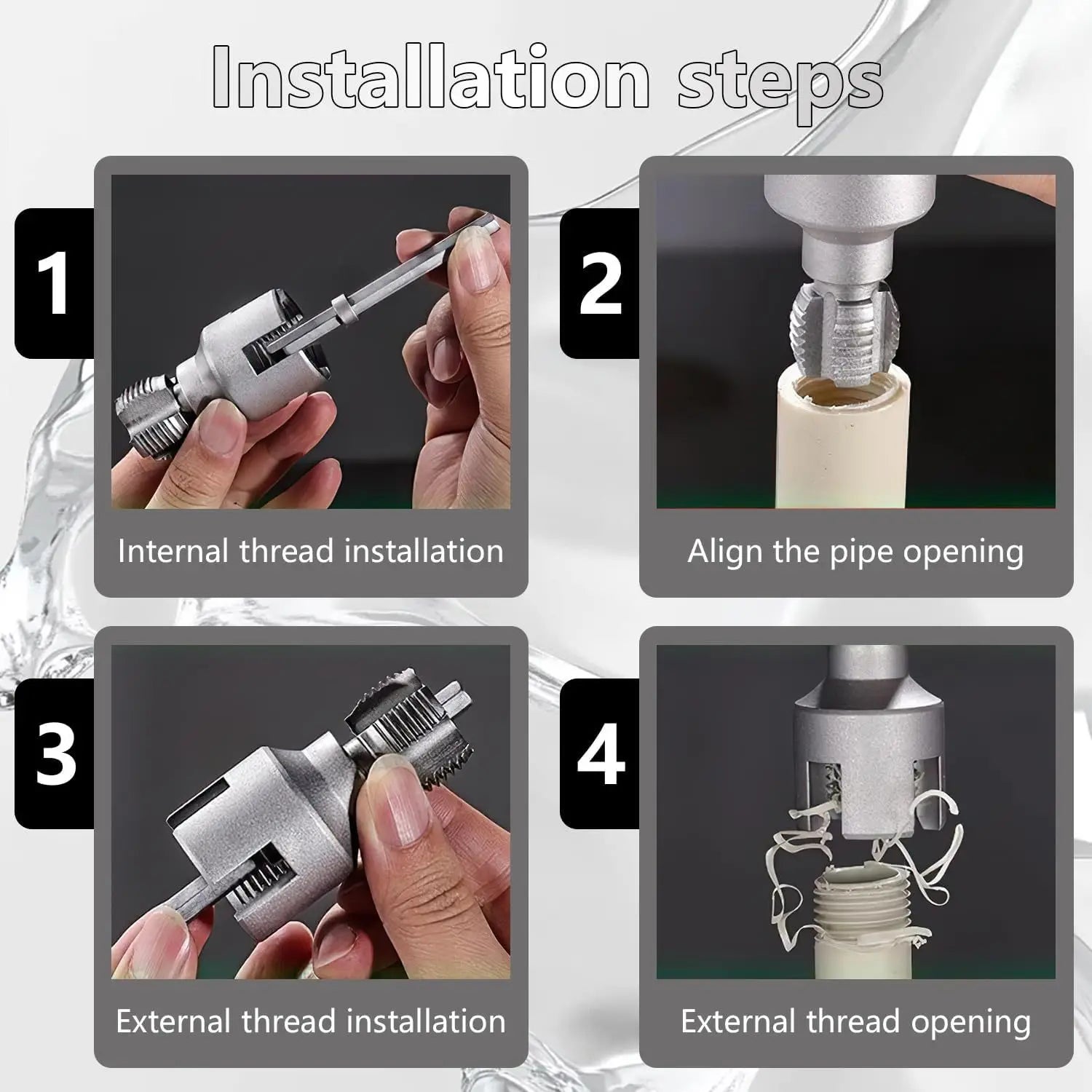 CowLost | product_id-pvc-pipe-threader-kit-with-1-2-3-4-dies-external-cutter-for-electric-drill-home-repair |10