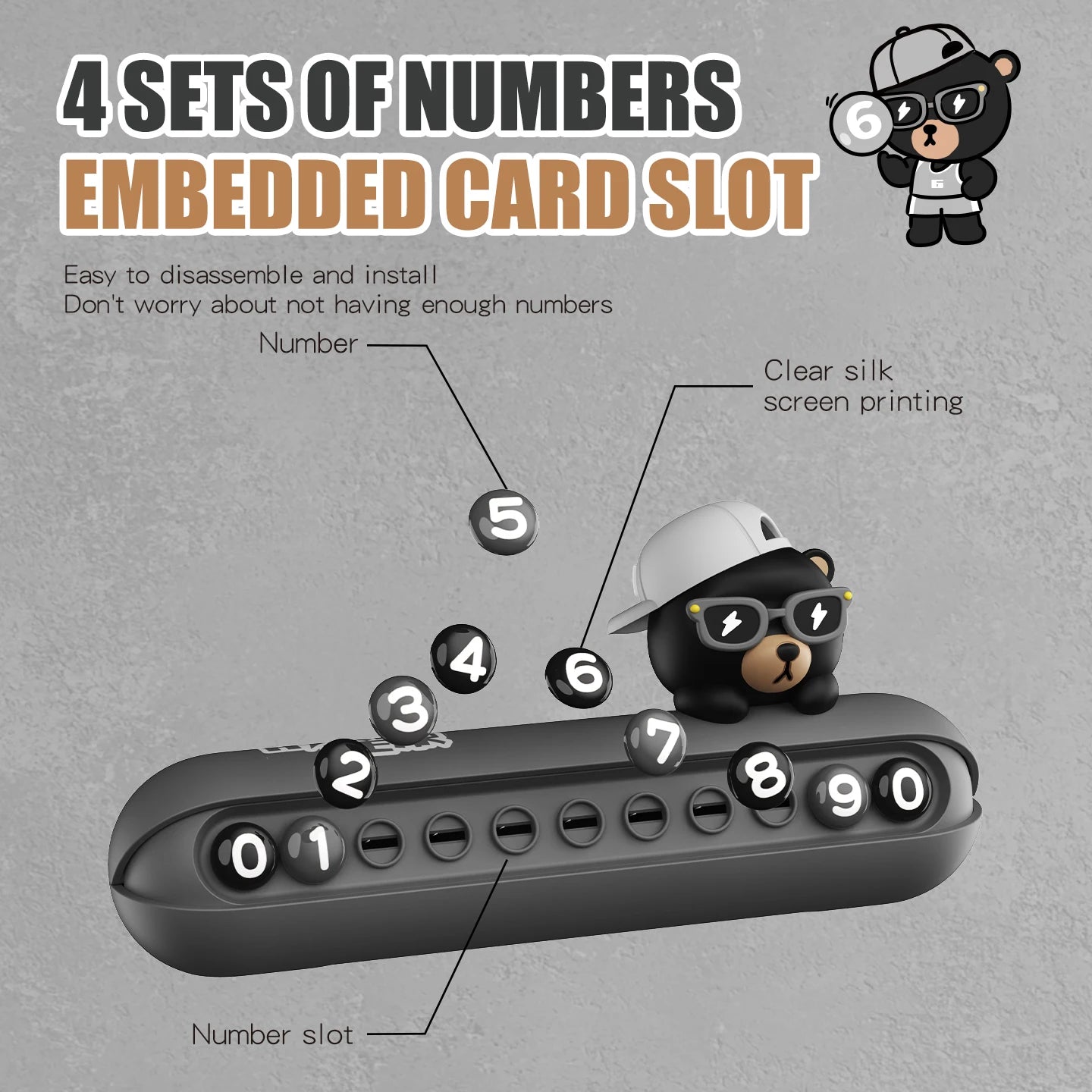 CowLost | product_id-cool-bear-car-dashboard-temporary-parking-phone-number-display-plate-accessory |3