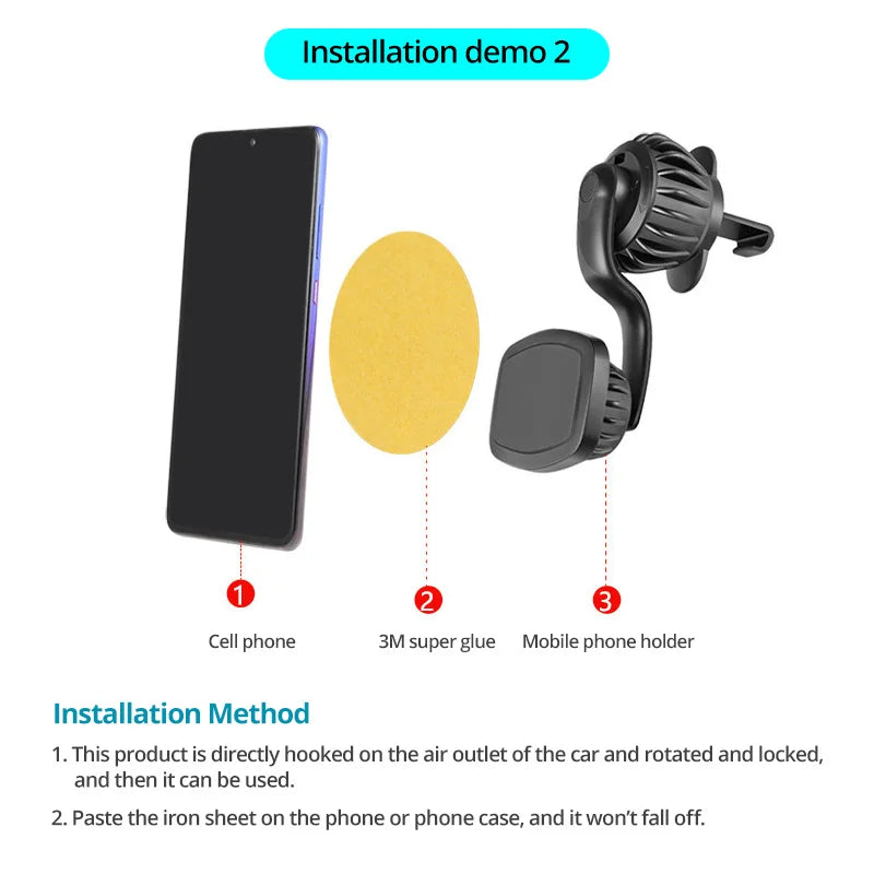 CowLost | universal-magnetic-phone-holder-for-iphone-samsung-magnet-mount-360-rotation-car-air-vent-phone-holder-stand-for-huawei-xiaomi-1 |15