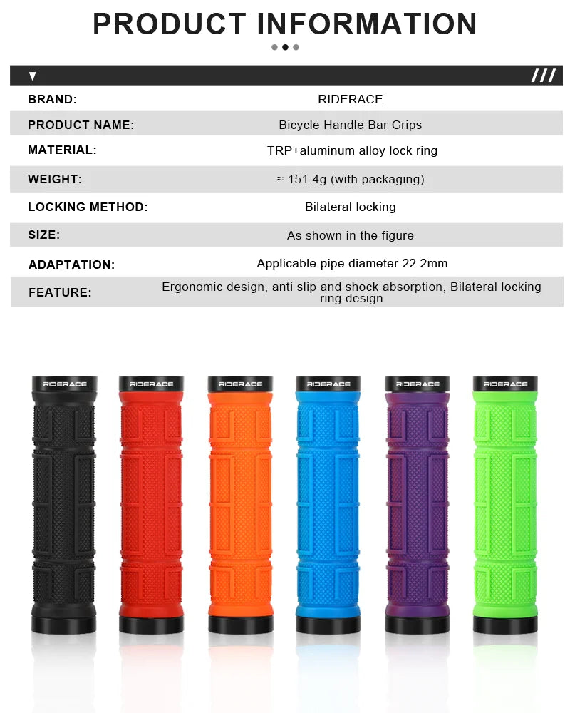CowLost | riderace-bicycle-grips-lock-on-mountain-bike-handle-bar-cover-ergonomic-tpr-rubber-shockproof-non-slip-cycling-handlebar-grip |8