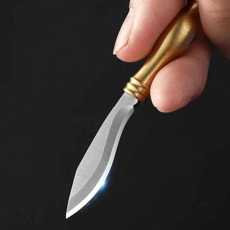 CowLost | activewear-pants-portable-mini-folding-knife-brass-color-wood-handle-stainless-steel-blade |40