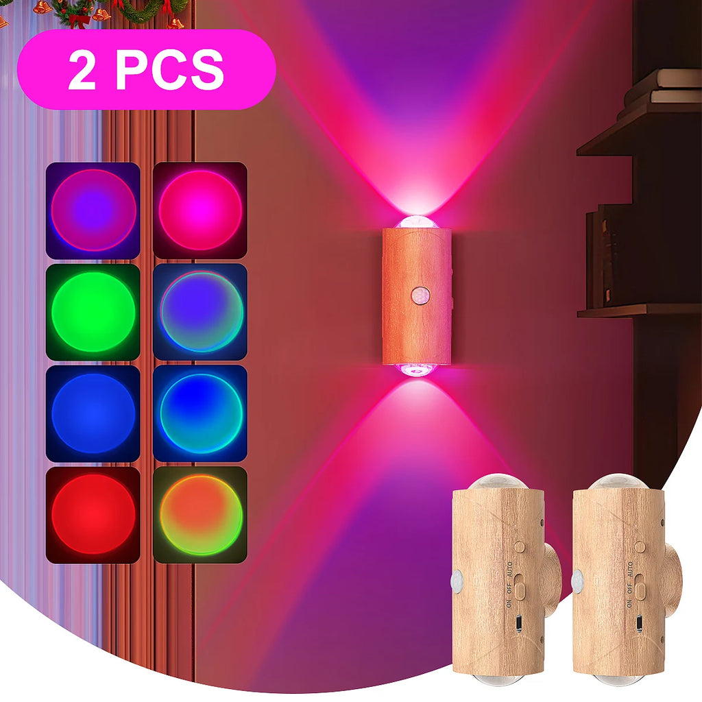 Rechargeable Motion Sensor Night Light with 3 Modes & 8 LED Effects for Indoor Use