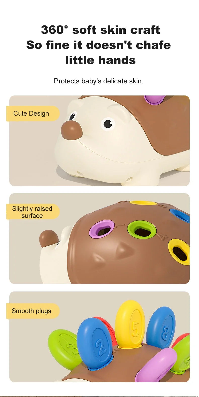 Montessori Baby Hedgehog Sensory Fine Motor Educational Toy for Kids