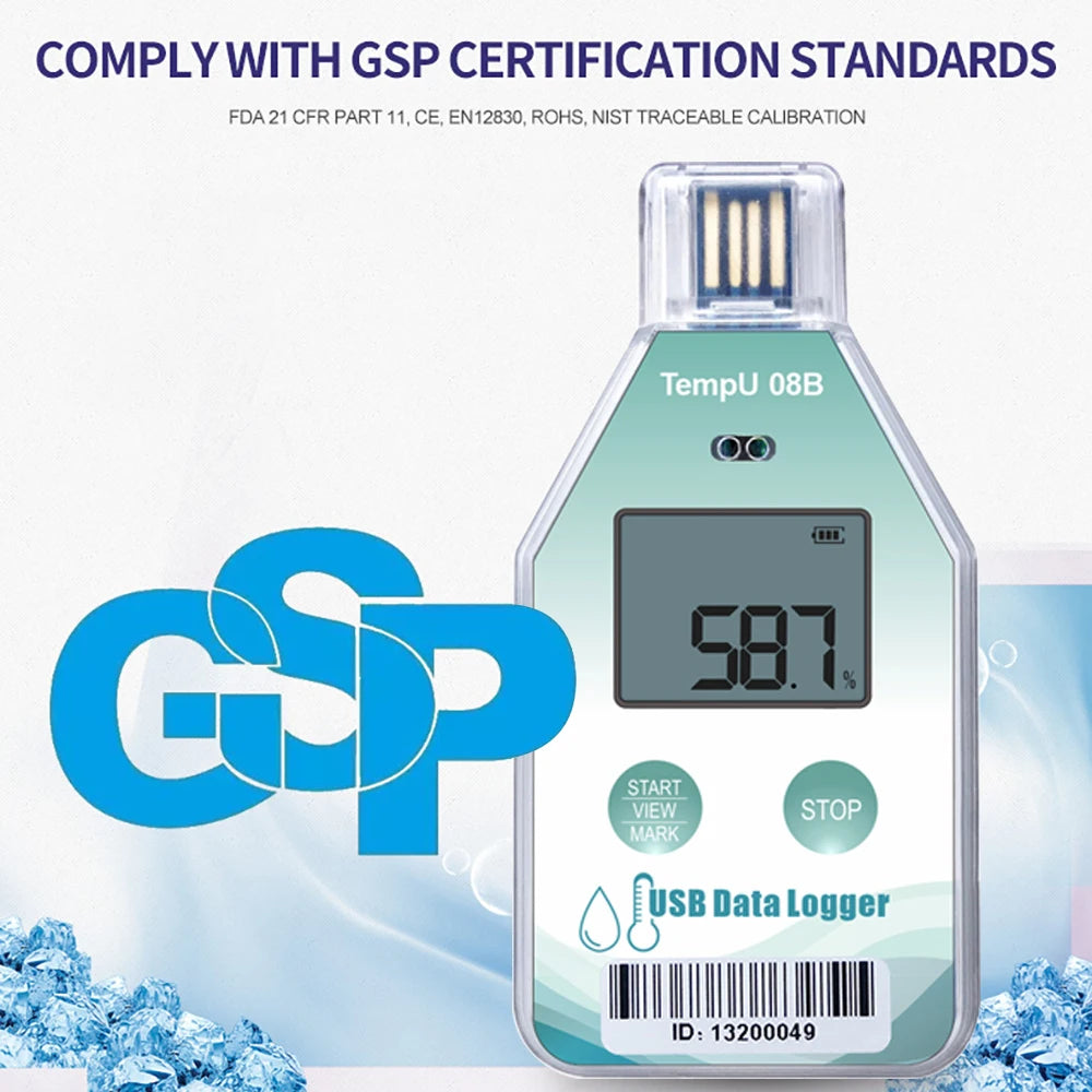 TempU08B USB Temperature & Humidity Data Logger 32000 Sets for Warehouse Storage