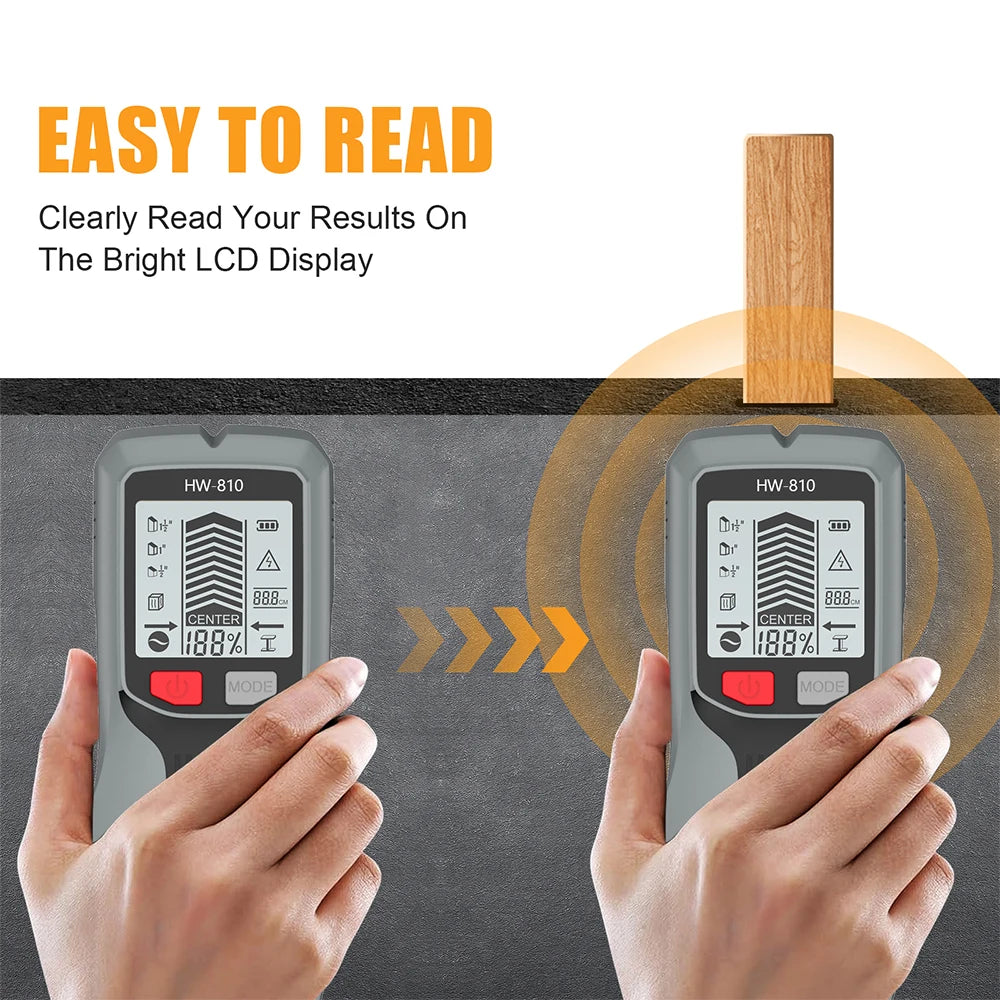 Handheld 6-in-1 Metal Detector Wall Stud Finder Digital Scanner with LCD Display