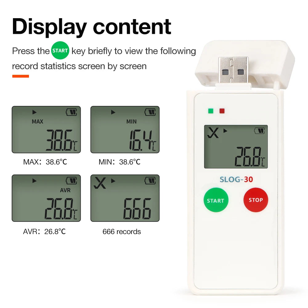 Reusable USB Temperature Data Logger 65000 Sets PDF Report for Food Medicine Vaccine Cold-Chain