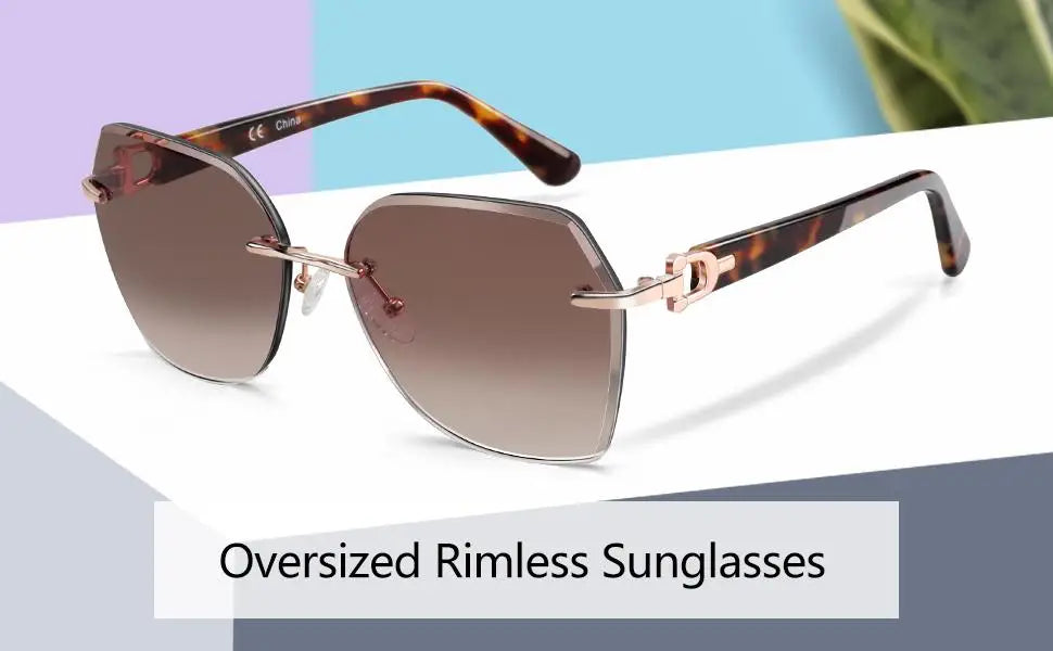 CowLost | zenottic-fashion-women-rimless-sunglasses-for-ladies-trendy-geometric-diamond-cutting-gradient-lens |9