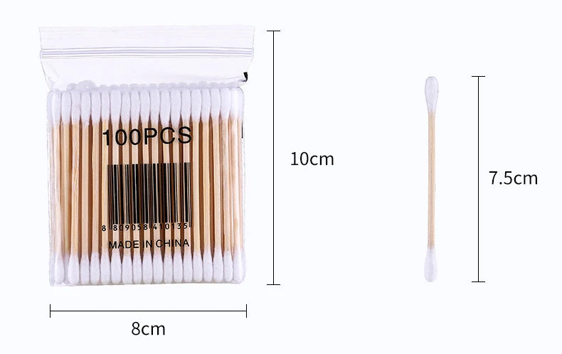 CowLost | 500pcs-double-head-wood-cotton-swab-nose-ears-cleaning |12
