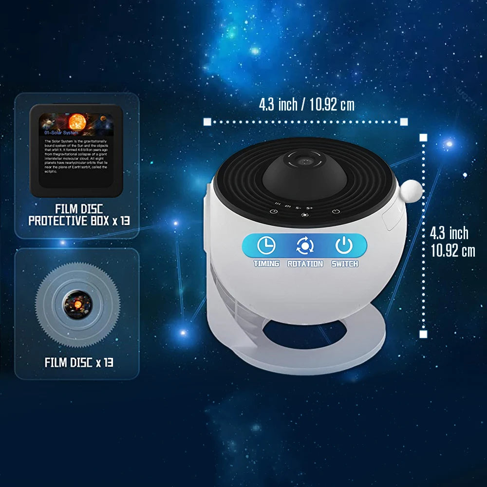13-in-1 Starry Sky 4K HD Galaxy Planetarium Projector with Timer and Nebula Night Light