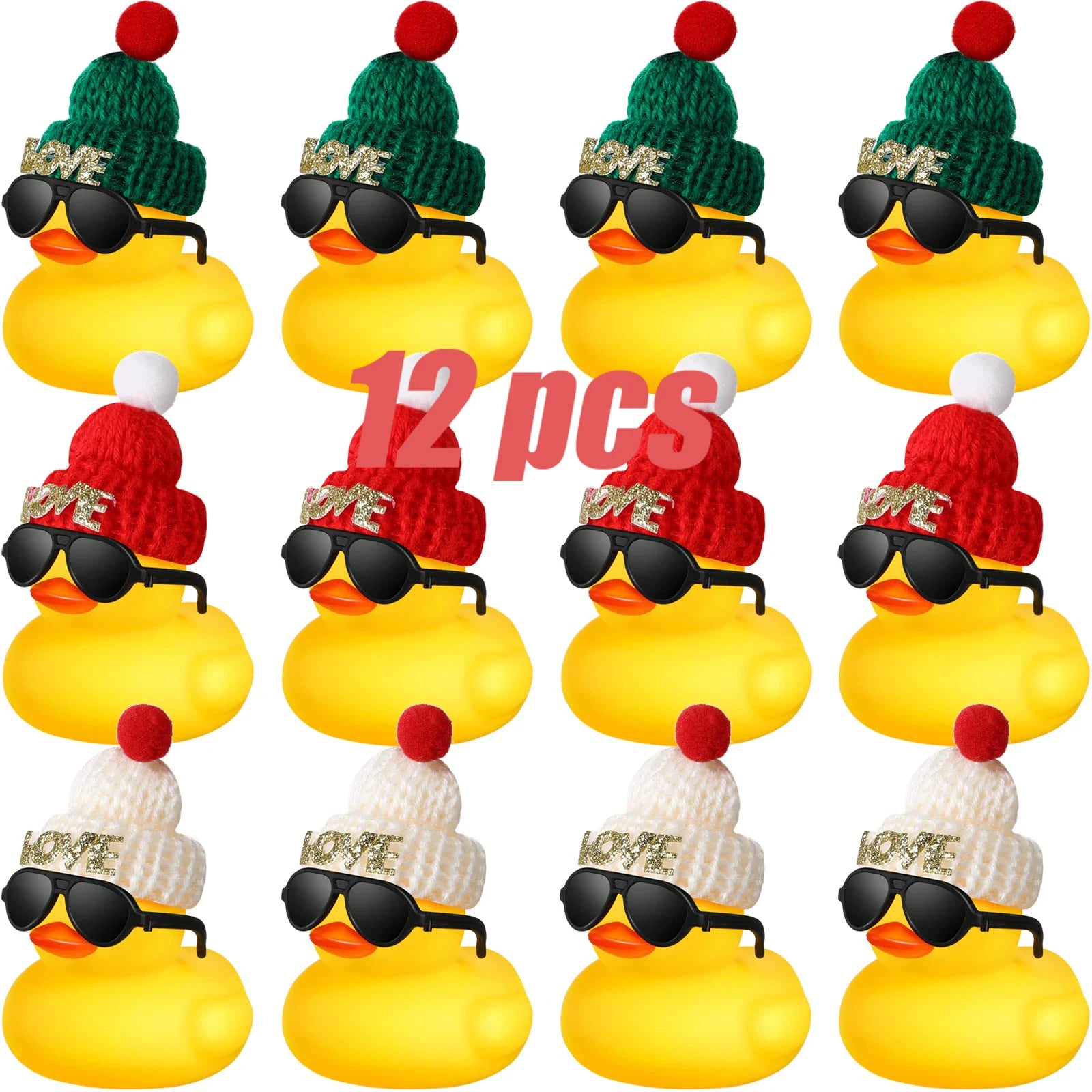 CowLost | product_id-6-12-24-mini-rubber-ducks-bulk-set-with-plush-hat-for-christmas-valentine-party-favor |9