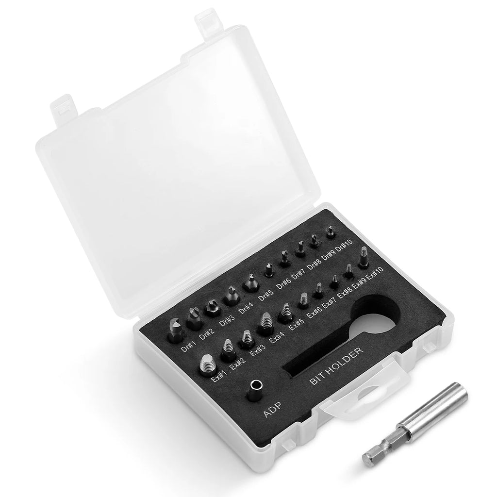 22pcs Screw Removal Set for Hexagonal, Machine, Tension, Wood & Sheet Metal Screws