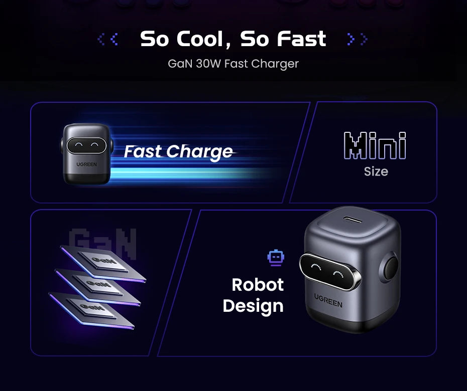 CowLost | ugreen-30w-gan-charger-2nd-gen-robot-qc4-0-3-0-pps-pd3-0-fast-charger |8