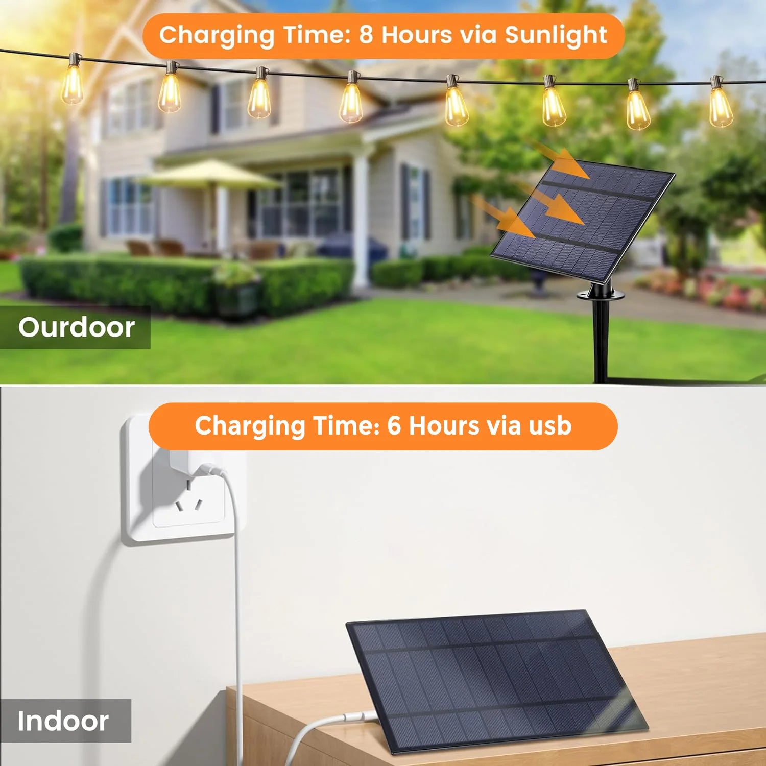 Solar String Lights 12M/9.5M Outdoor with Remote, IP65 Shatterproof ST38 LED Bulbs, 8 Modes for Garden Party
