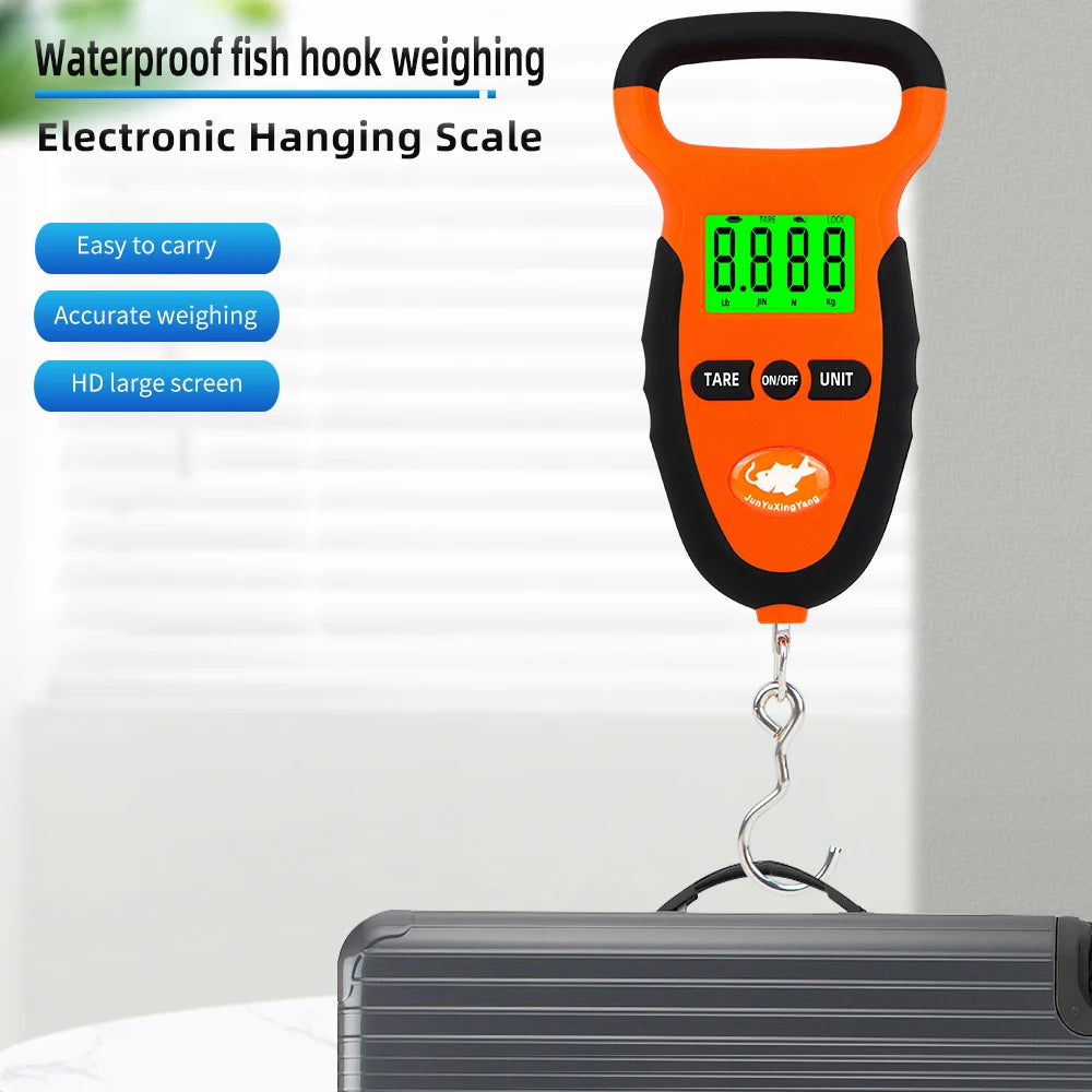 50KG Digital Portable Hanging Fishing Scale LCD Waterproof Non-Slip Handle 10g Accuracy