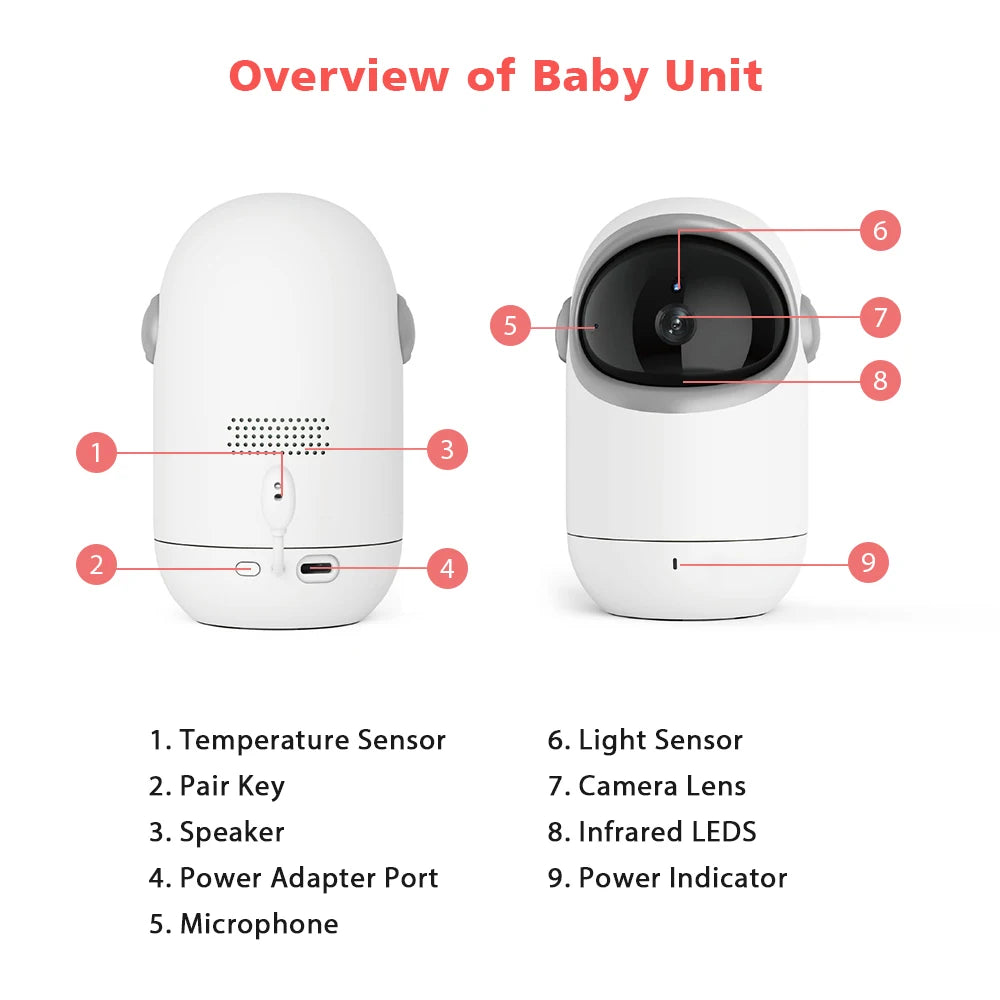 CowLost | vb806-video-baby-monitor-camera-720p-5inch-large-display-3x-zoom-pan-tilt-security-camera-300m-transmissian-distance-2-way-audio |15