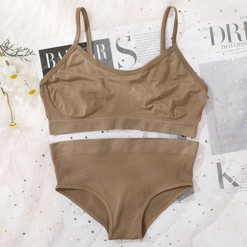 CowLost | product_id-women-seamless-wireless-bra-high-waist-panties-soft-lingerie-set |3