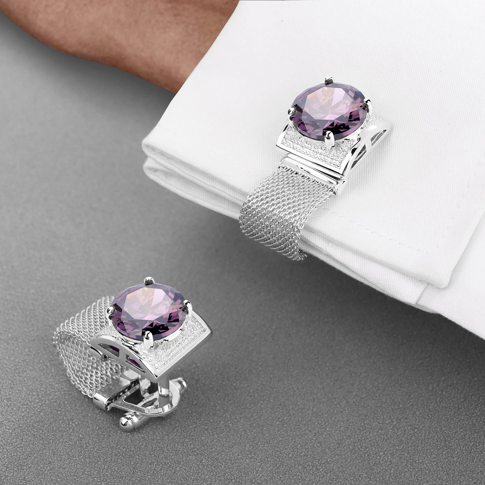 CowLost | clothing-accessories-hawson-mens-silver-birthstone-crystal-cufflinks-luxury |24