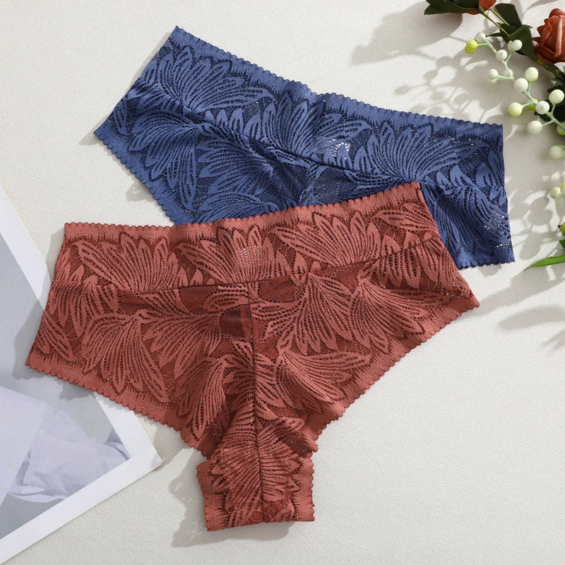 CowLost | activewear-pants-3pcs-lace-hollow-out-mid-waist-womens-briefs-set |3