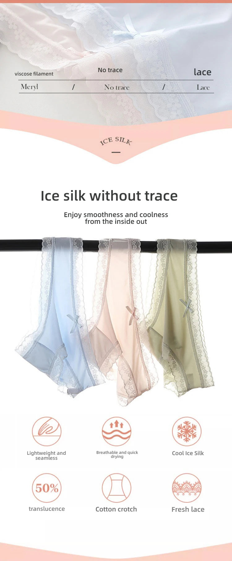 CowLost | activewear-pants-3pcs-seamless-ice-silk-lace-panties-set |16