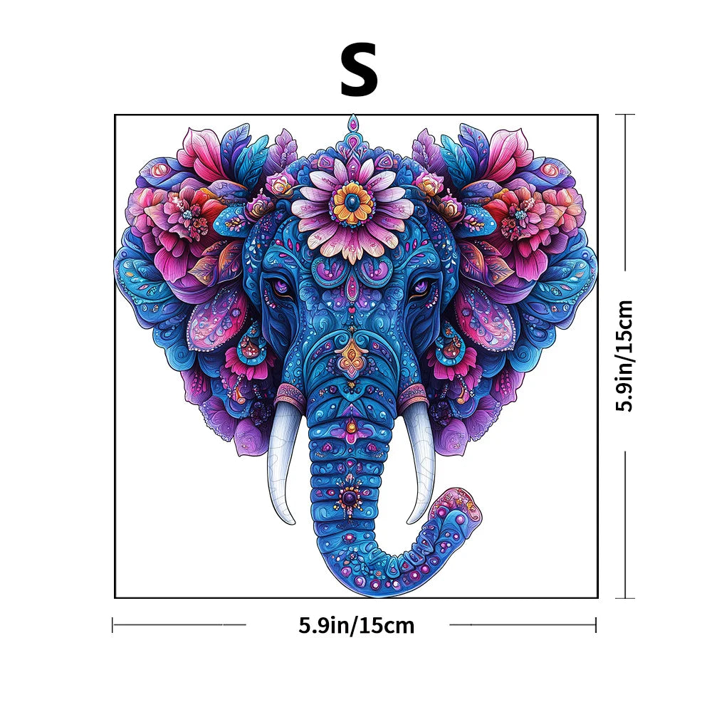 CowLost | product_id-floral-elephant-wooden-jigsaw-puzzle-with-unique-pieces |7
