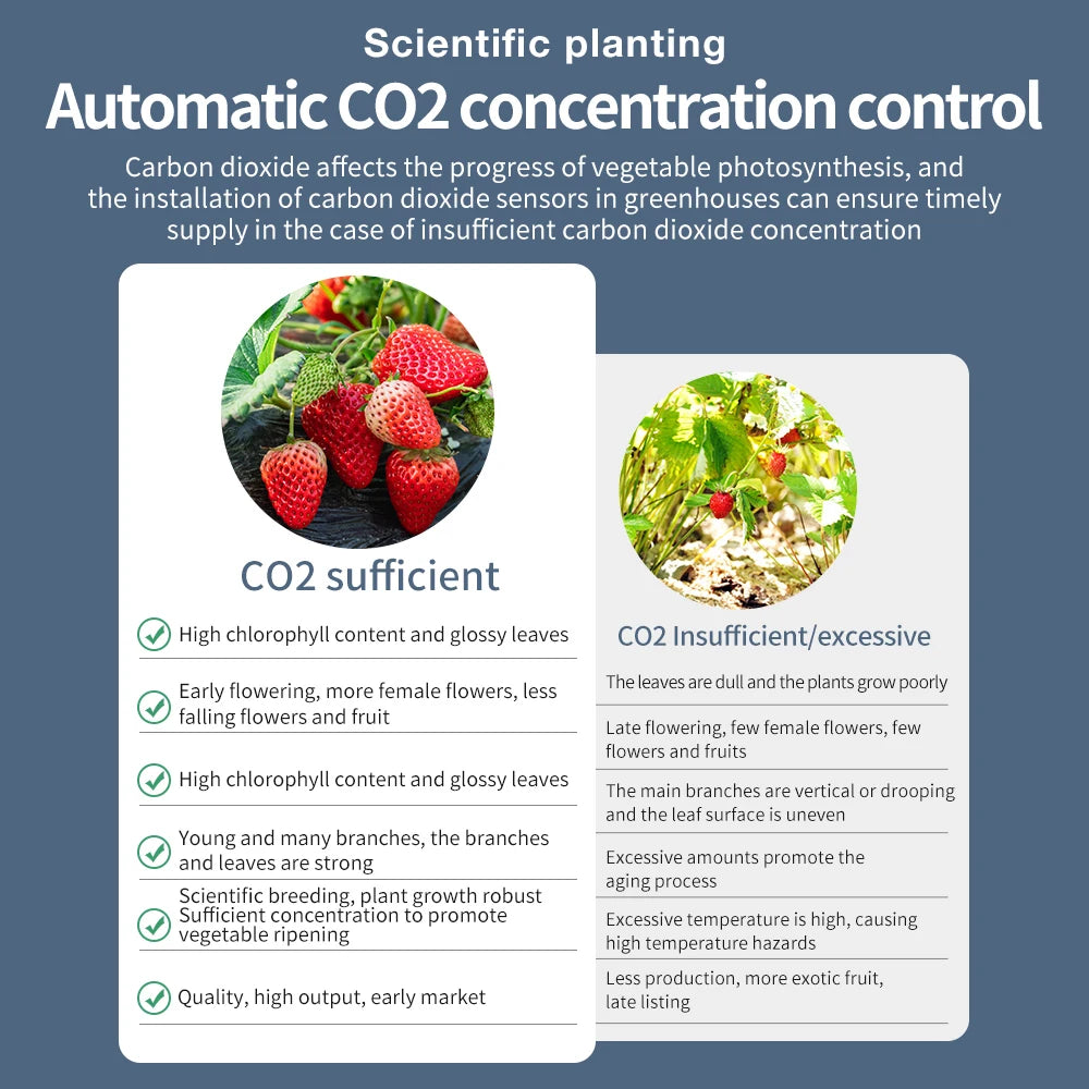 JUANJUAN LCD CO2 Controller 0-5000ppm Carbon Dioxide Detector for Greenhouse