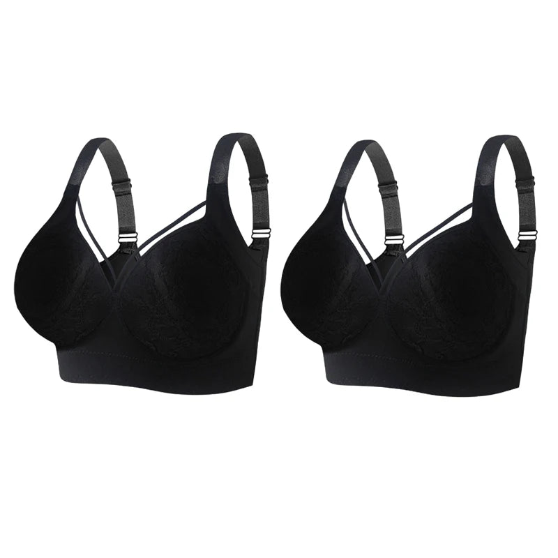 CowLost | product_id-fallsweet-2pcs-plus-size-seamless-lace-push-up-underwire-bras-full-coverage |8