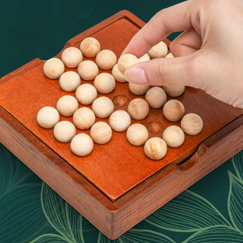 CowLost | wood-single-player-chess-marble-solitaire-board-game-iq-logic-challenges-for-adults |2