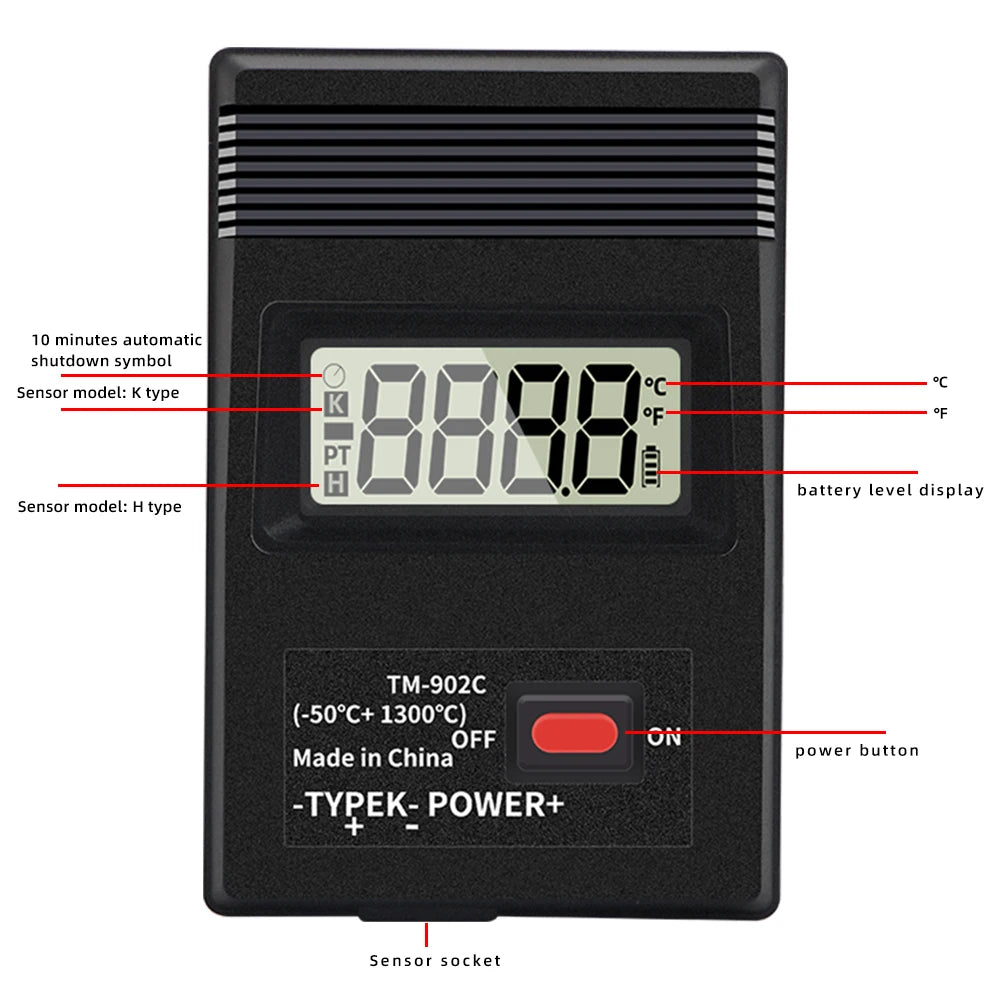 TM902C Digital Thermometer K Type Thermocouple Needle Probe -50°C to 1300°C