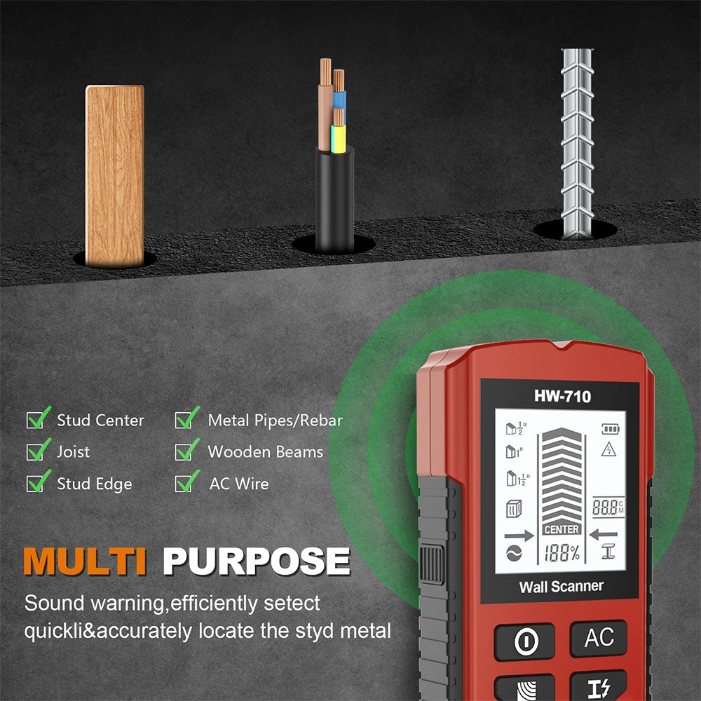 Multifunctional Handheld Wall Stud Finder Metal Detector with LCD for Home Use