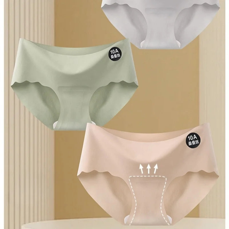CowLost | product_id-4pcs-women-low-waist-ice-silk-stretch-briefs-solid-colors-m-xl |9