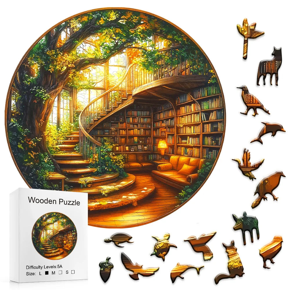 CowLost | product_id-fantasy-tree-series-wooden-library-puzzle-adult-gift-home-decor-decor |1