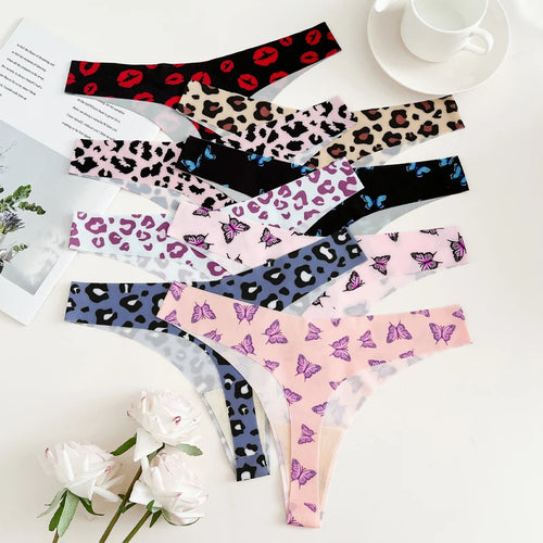 CowLost | activewear-pants-3pcs-womens-ice-silk-seamless-low-waist-leopard-thongs |2