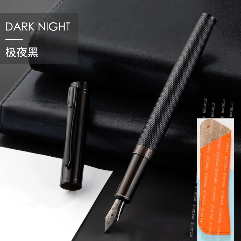CowLost | product_id-hero-metal-fountain-pen-ef-f-nib-black-silver-tree-texture-writing-ink-pen-gift |11
