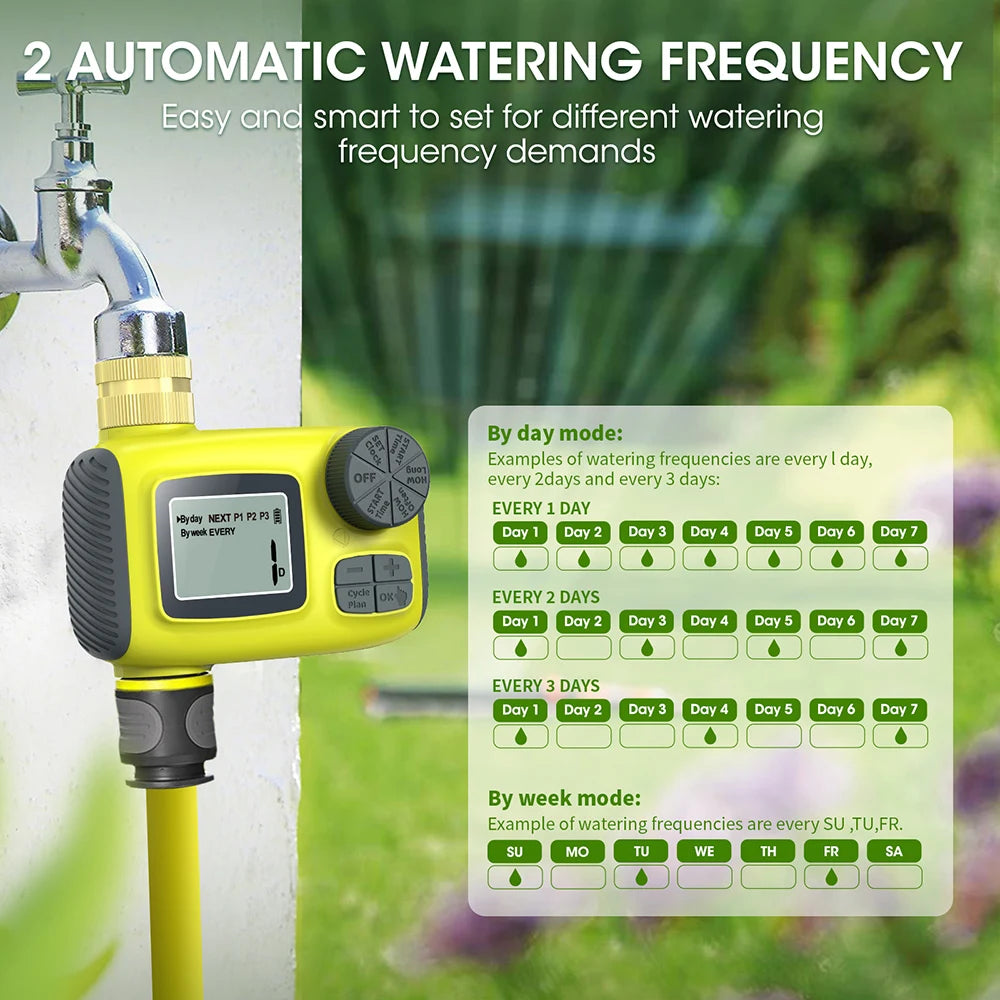Intelligent 1-3 Zone Automatic Solar Water Timer Irrigation Controller for Garden Lawn