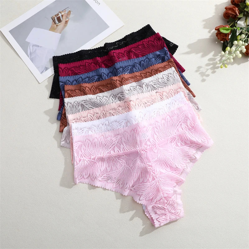 CowLost | activewear-pants-3pcs-lace-hollow-out-mid-waist-womens-briefs-set |5