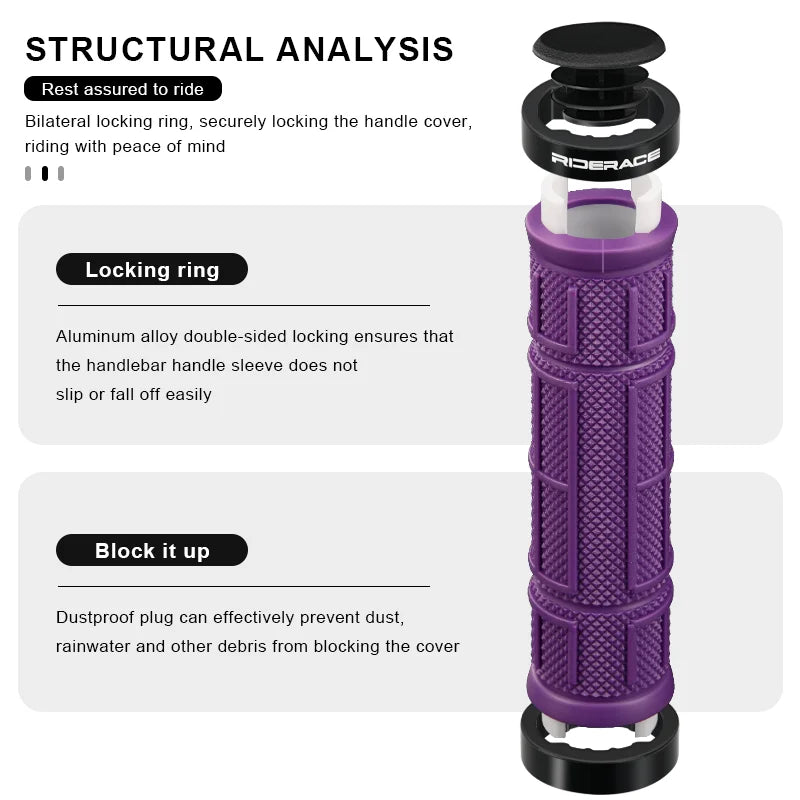 CowLost | riderace-bicycle-grips-lock-on-mountain-bike-handle-bar-cover-ergonomic-tpr-rubber-shockproof-non-slip-cycling-handlebar-grip |2