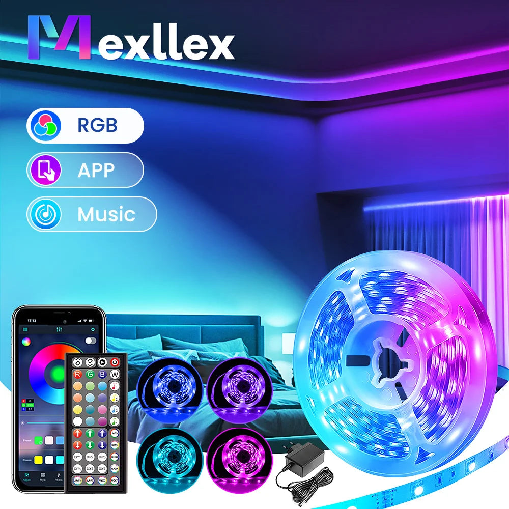 RGB LED Strip Light 40m/30m/20m/15m, Flexible 24V SMD3535, APP Control Music Sync for Room Decor