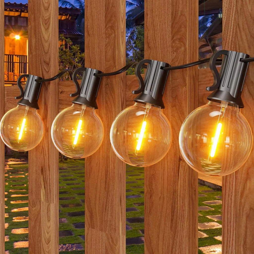 G40 LED Solar String Lights with Remote, 8 Modes, USB Charge, Waterproof for Outdoor Balcony Wedding