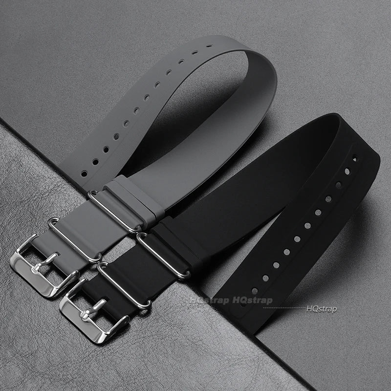 18mm-22mm Soft Silicone Waterproof One-Piece Watch Strap Black Blue Grey Universal