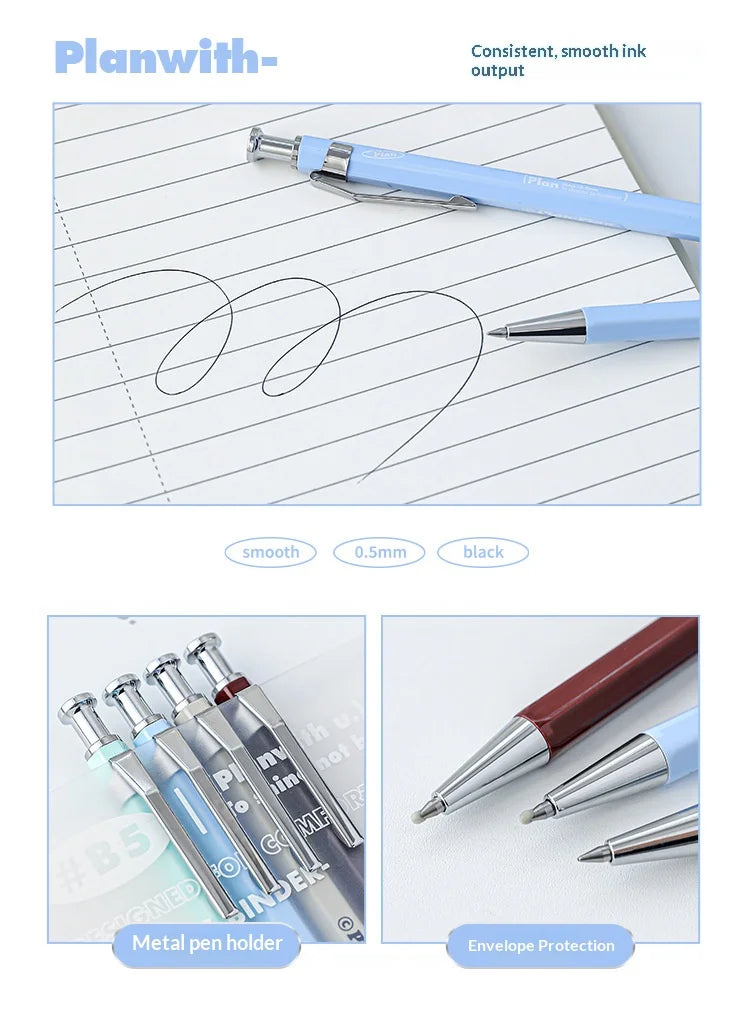 CowLost | product_id-planwith-hexagonal-metal-gel-pen-0-5mm-black-ink-retractable-anti-roll-comfortable-grip |16