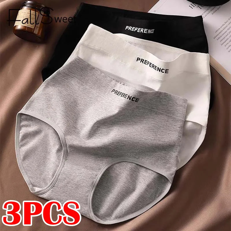 CowLost | product_id-fallsweet-3pcs-womens-large-high-waist-seamless-cotton-briefs |1