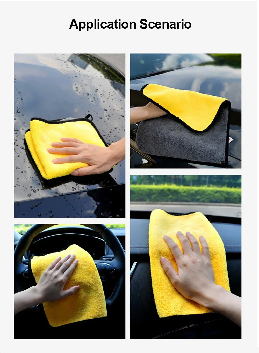 CowLost | shop-towels-general-purpose-cleaning-cloths-product_id-car-wash-absorbent-microfiber-cleaning-towels-thickened-yellow-30-40-60cm |7