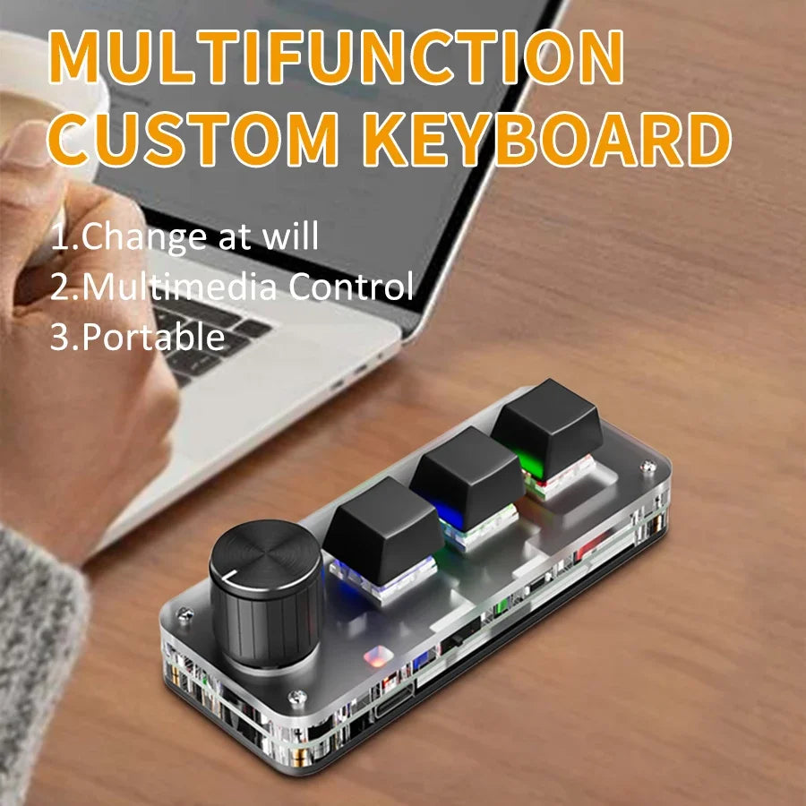 CowLost | product_id-2-4g-bluetooth-mini-mechanical-keyboard-3-key-with-macro-knob-hot-plug |2